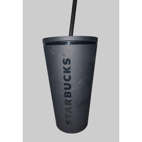 Starbucks Matte Black Stainless Steel Tumbler With Straw 473ml BPA-Free - Picture 1 of 6